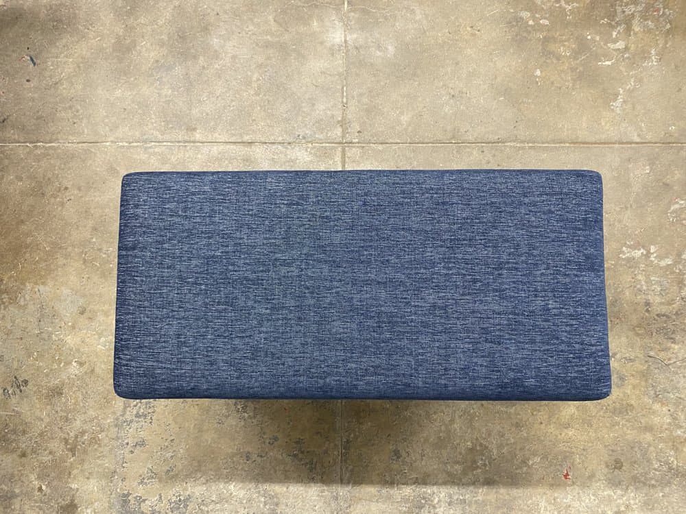 Custom bench cushion in navy woven fabric